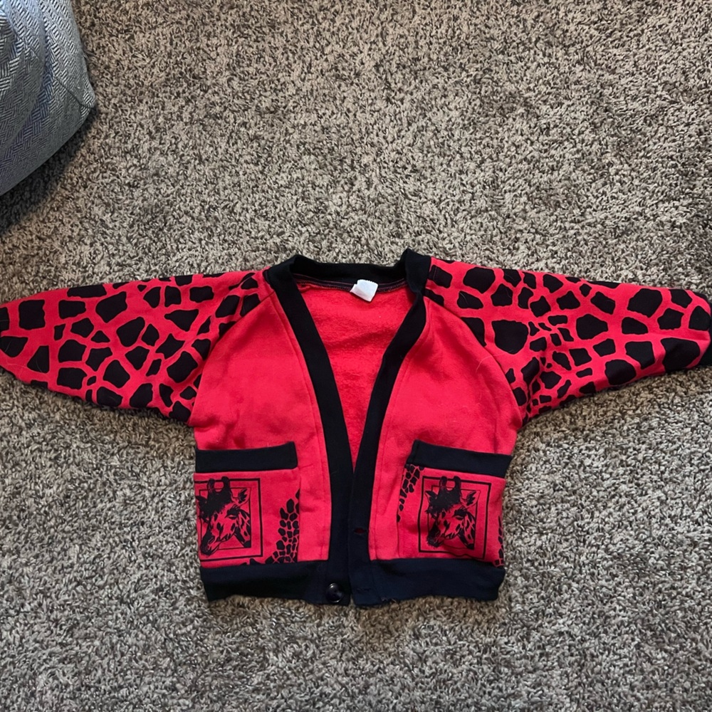 Vintage 90s Toddler Giraffe Cardigan